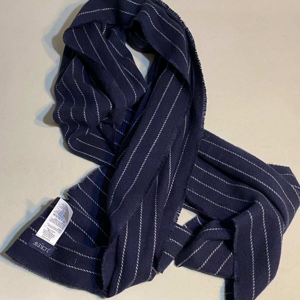 J. Crew Navy and White Striped Scarf